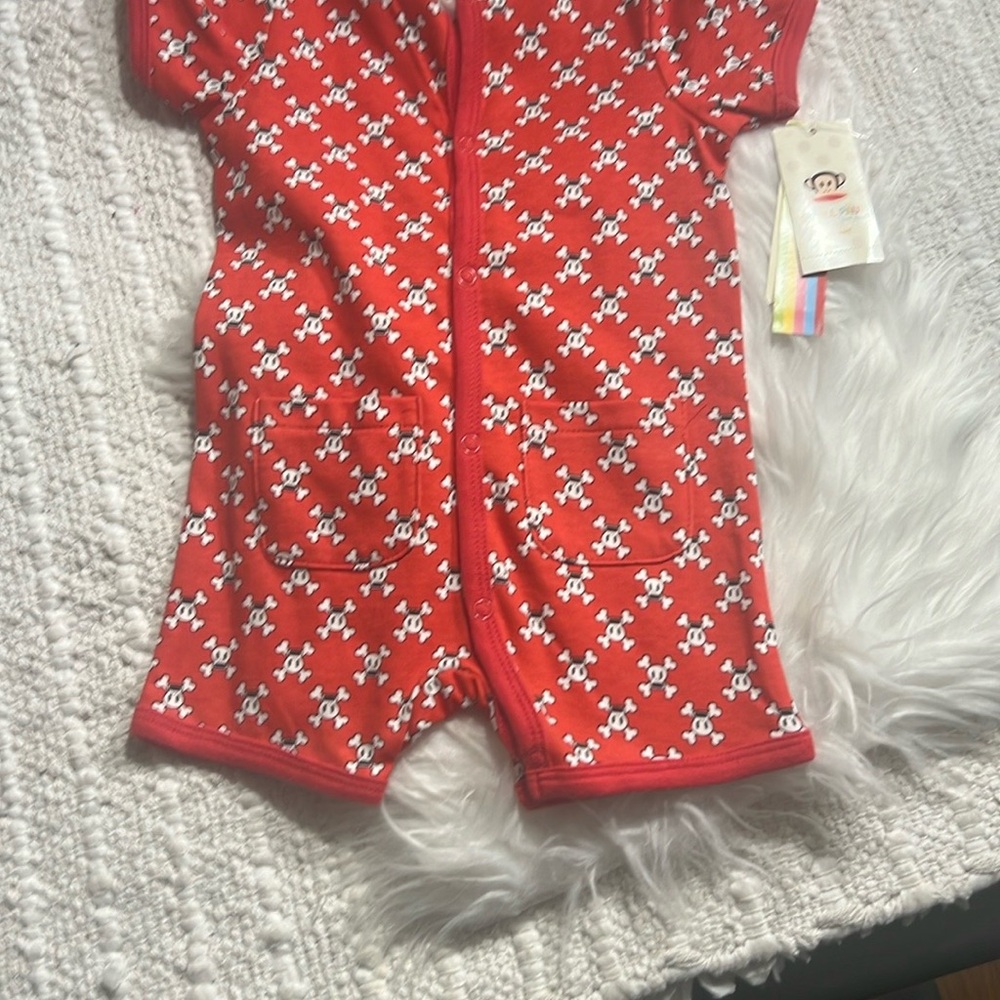 Paul Frank Red Skull Print Kids Bodysuit Infant Size 6-9 Months